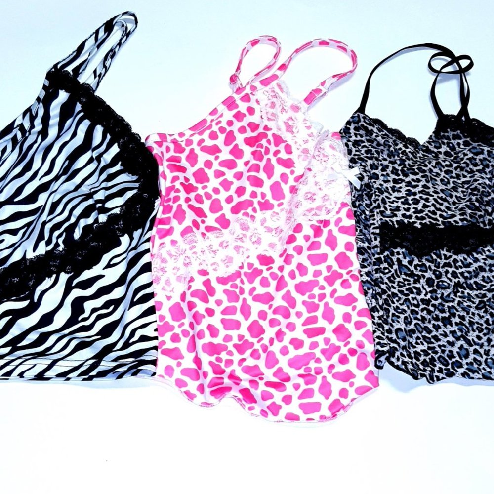 3pk Women Tank Tops Lace Trim Spaghetti Crop Adjustable Strap Size XLarge